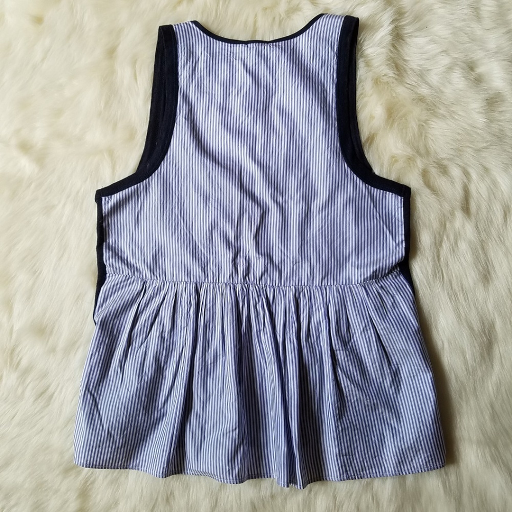 J. Crew Stripe Silk Back Linen Tank Blue Size XS - Picture 4 of 8